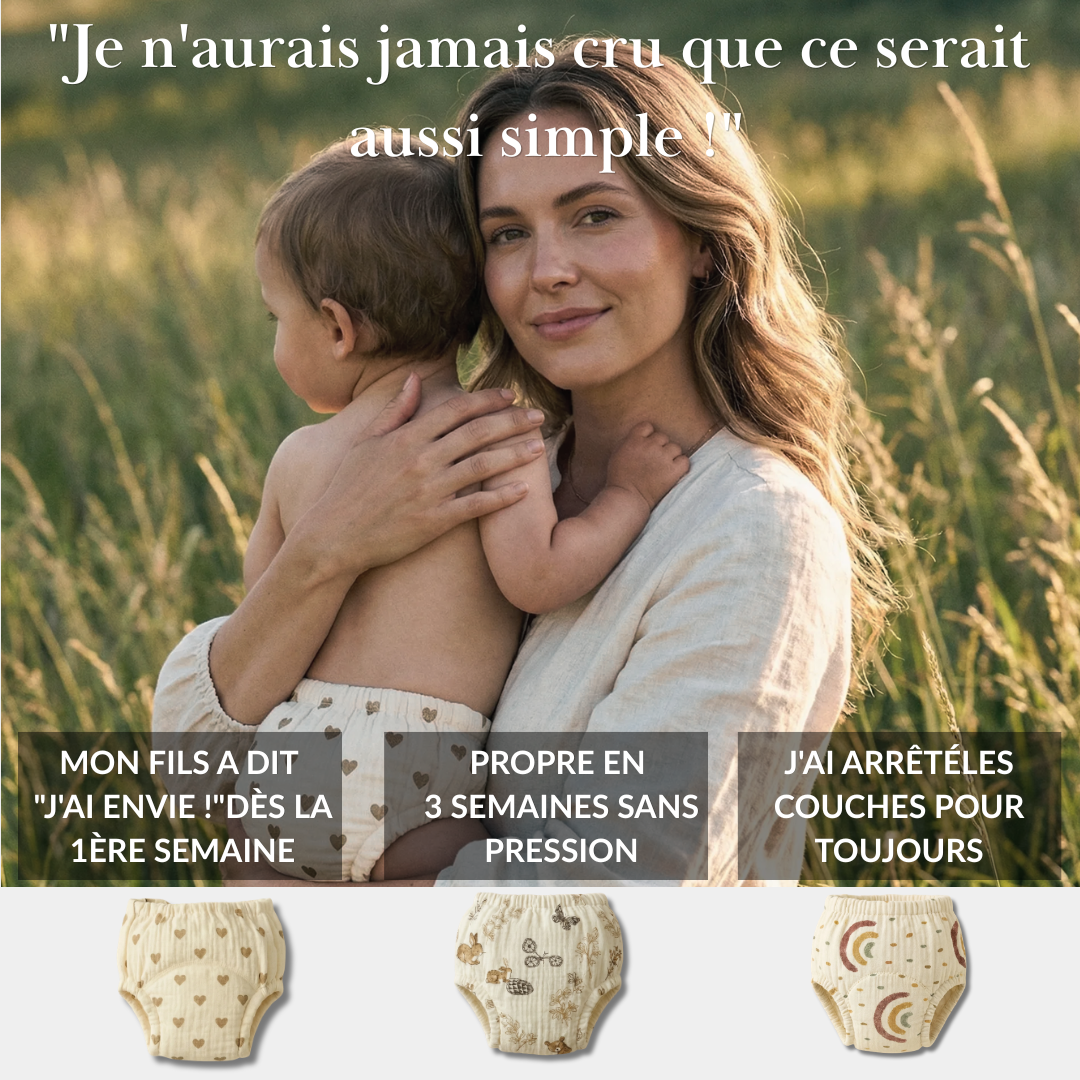 Culottes d'Apprentissage - Propre en 2-3 Semaines - 100% Coton Réutilisable - Enfilage Facile Dès 18 Mois