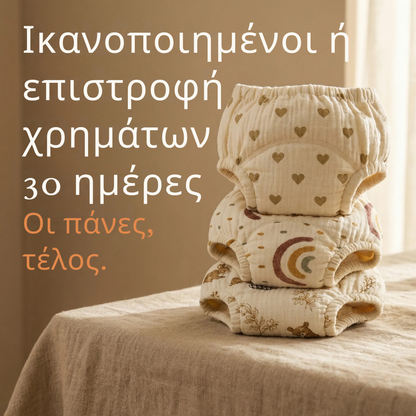 Εκπαιδευτικά Βρακάκια - Κόψτε την Πάνα σε 2-3 Εβδομάδες - 100% Βαμβακερά & Επαναχρησιμοποιήσιμα - Φοριούνται Εύκολα από 18 Μηνών
