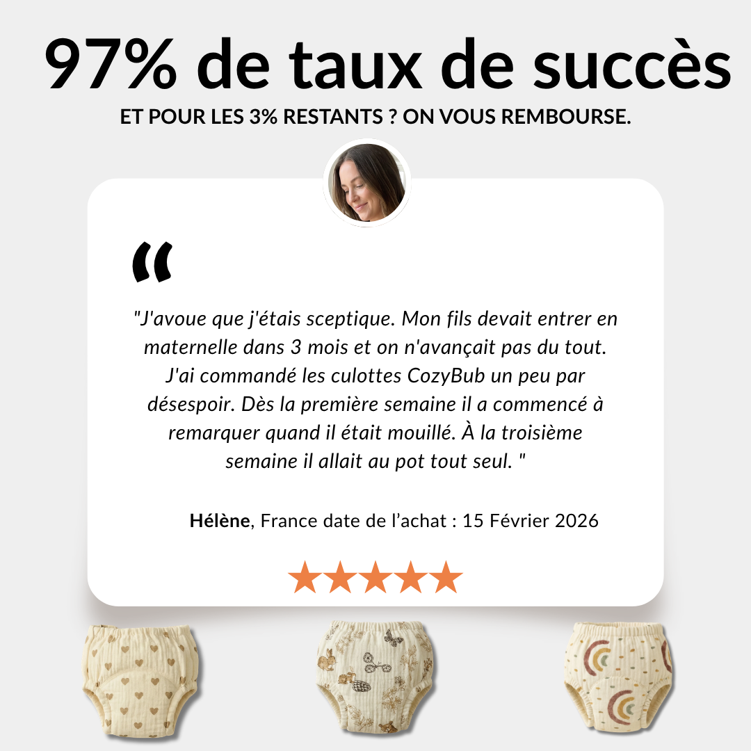 Culottes d'Apprentissage - Propre en 2-3 Semaines - 100% Coton Réutilisable - Enfilage Facile Dès 18 Mois
