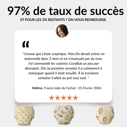 Culottes d'Apprentissage - Propre en 2-3 Semaines - 100% Coton Réutilisable - Enfilage Facile Dès 18 Mois