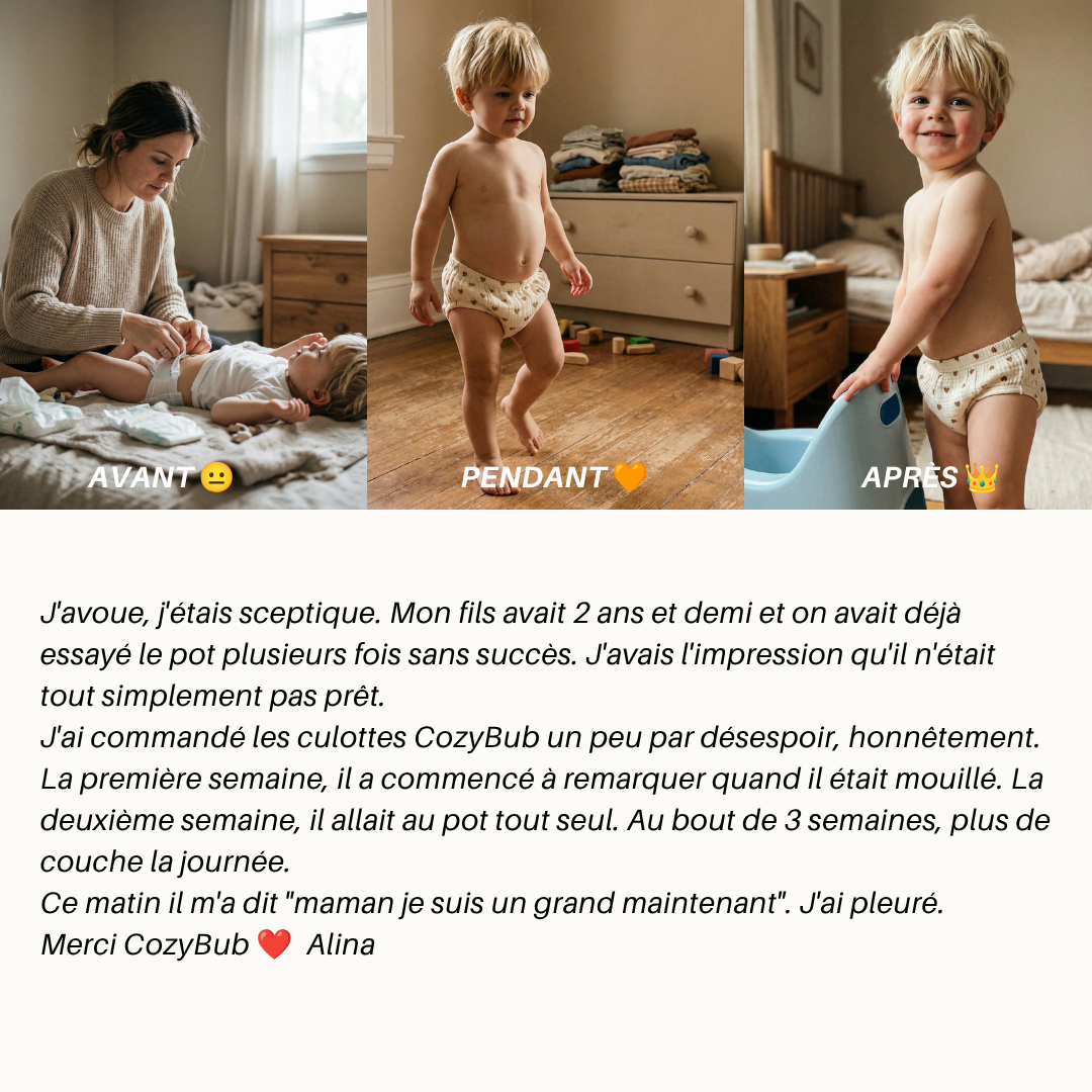 Culottes d'Apprentissage - Propre en 2-3 Semaines - 100% Coton Réutilisable - Enfilage Facile Dès 18 Mois