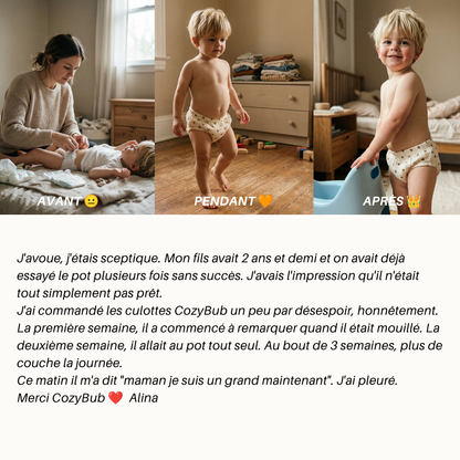 Culottes d'Apprentissage - Propre en 2-3 Semaines - 100% Coton Réutilisable - Enfilage Facile Dès 18 Mois