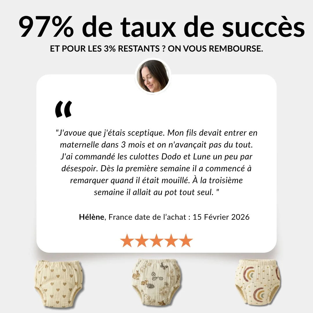 Culottes d'Apprentissage - Propre en 2-3 Semaines - 100% Coton Réutilisable - Enfilage Facile Dès 18 Mois