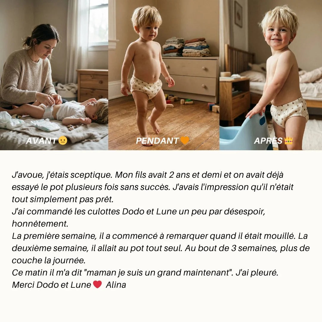 Culottes d'Apprentissage - Propre en 2-3 Semaines - 100% Coton Réutilisable - Enfilage Facile Dès 18 Mois