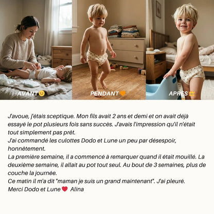 Culottes d'Apprentissage - Propre en 2-3 Semaines - 100% Coton Réutilisable - Enfilage Facile Dès 18 Mois