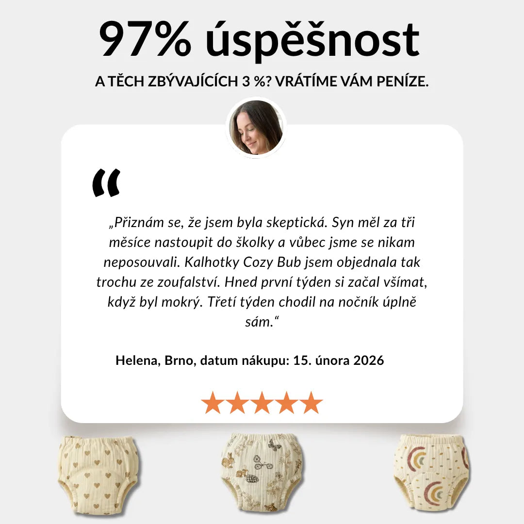 Tréninkové kalhotky na nočník - na nočníku za 2-3 týdny - 100% bavlna, znovupoužitelné - snadné nazouvání už od 18 měsíců