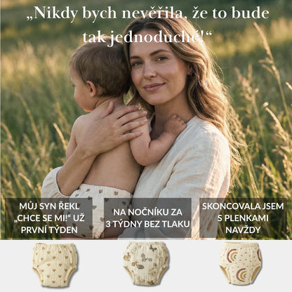 Tréninkové kalhotky na nočník - na nočníku za 2-3 týdny - 100% bavlna, znovupoužitelné - snadné nazouvání už od 18 měsíců