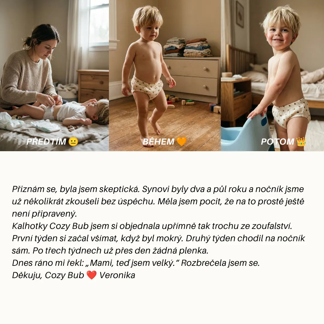 Tréninkové kalhotky na nočník - na nočníku za 2-3 týdny - 100% bavlna, znovupoužitelné - snadné nazouvání už od 18 měsíců