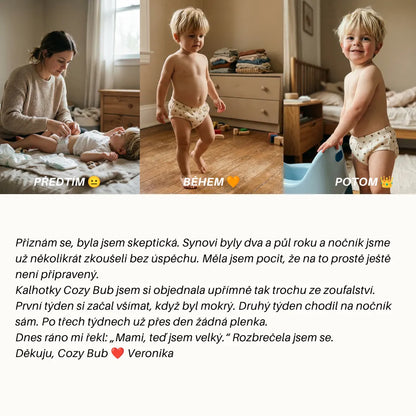 Tréninkové kalhotky na nočník - na nočníku za 2-3 týdny - 100% bavlna, znovupoužitelné - snadné nazouvání už od 18 měsíců